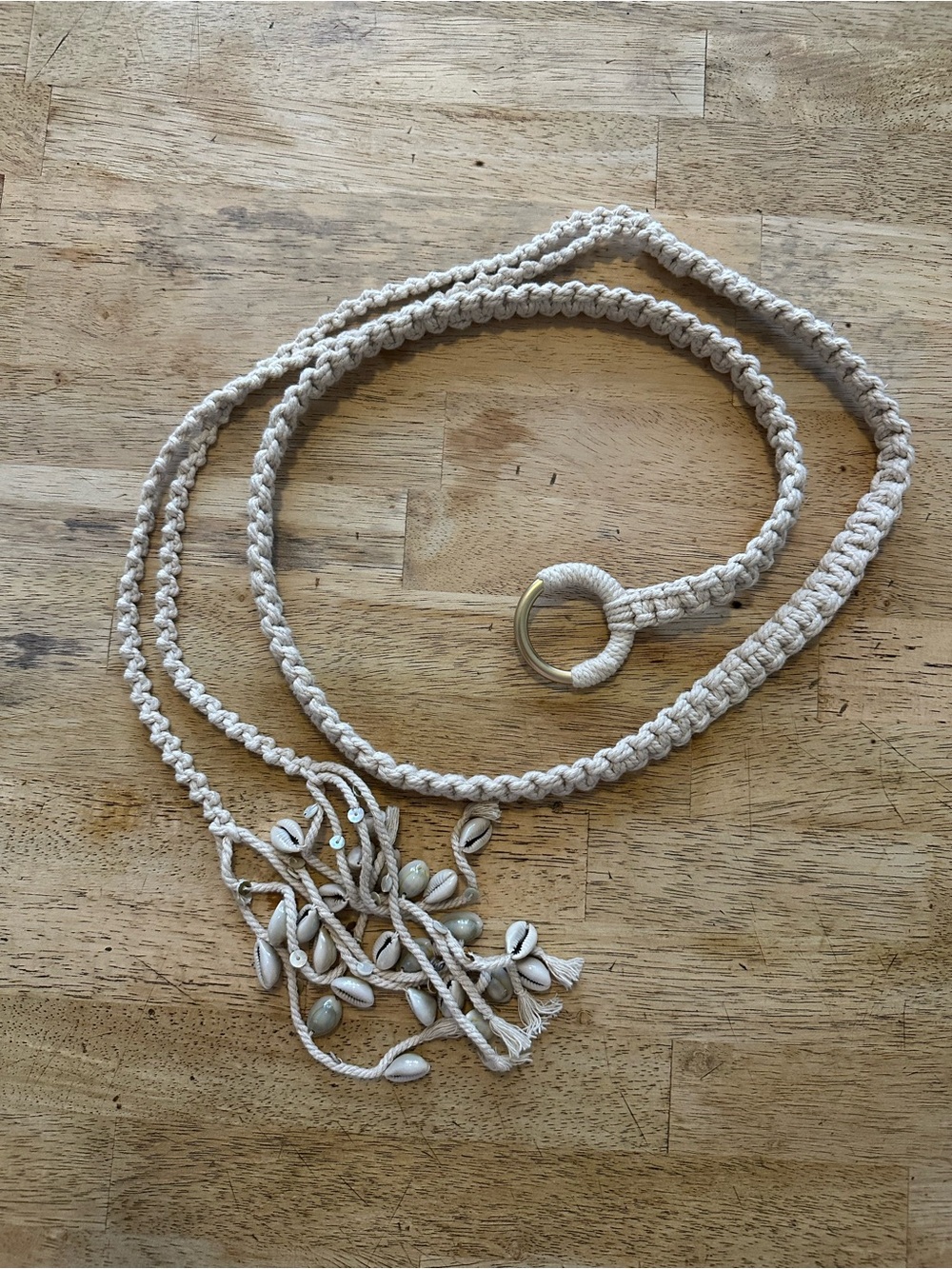 Plus Size Cream Macramé Shell Belt